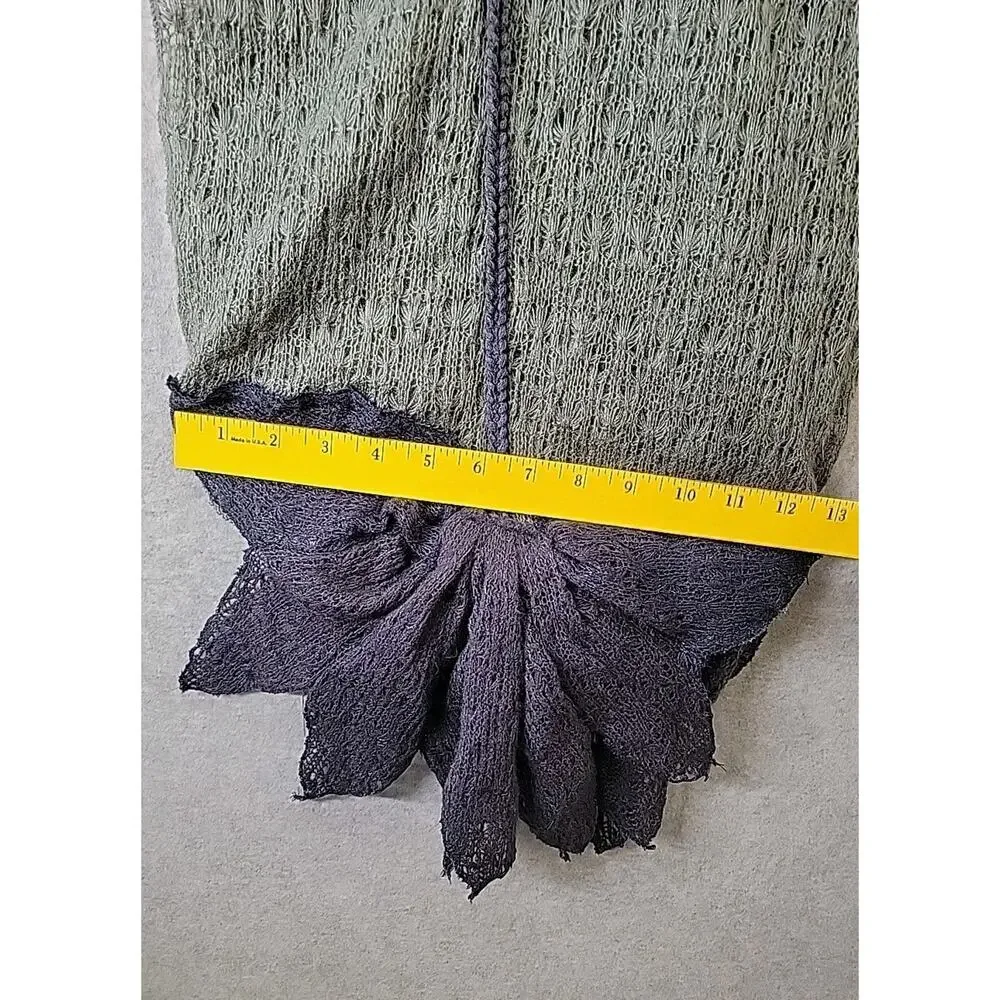 MADISON 88 Blue & Gray Fine Knit Scarf Wearable Art Flower Bow Soft Cottage Core